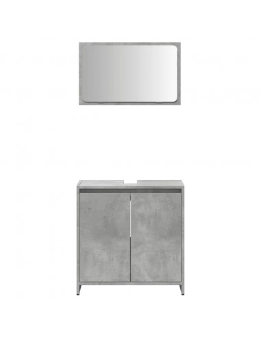 Set Mobili da Bagno 2 pz Grigio Cemento in Legno Multistrato