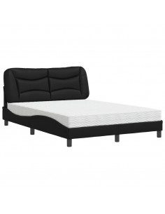 Letto con Materasso Nero 140x190 cm in Similpelle 2