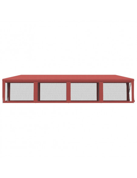 Tenda per Feste con 10 Pareti Laterali in Rete Rossa 3x12m HDPE