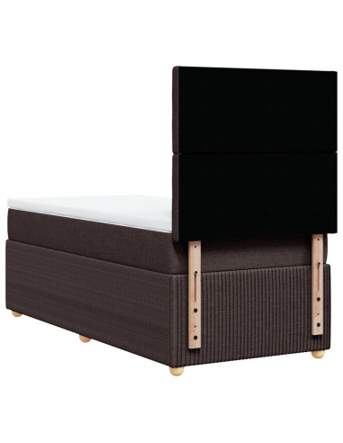 Giroletto a Molle con Materasso Marrone Scuro 90x200 cm Tessuto