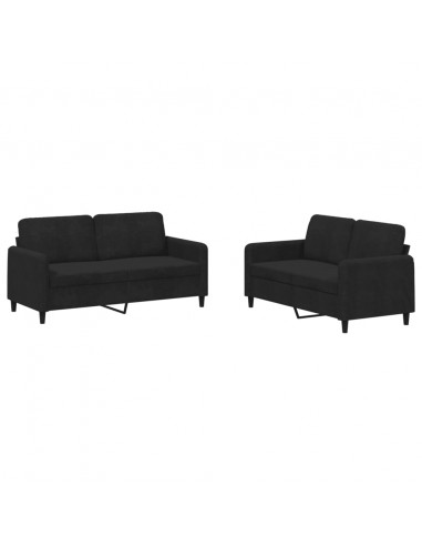 Set di Divani 2 pz Nero in Velluto