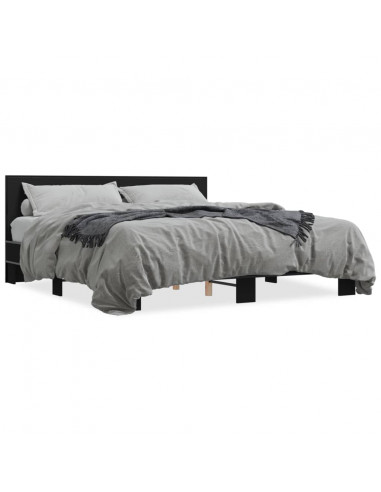 Giroletto Nero 180x200 cm in Legno Multistrato e Metallo