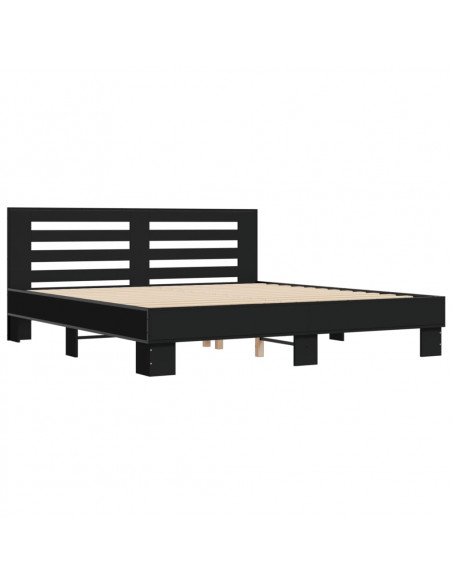 Giroletto Nero 180x200 cm in Legno Multistrato e Metallo