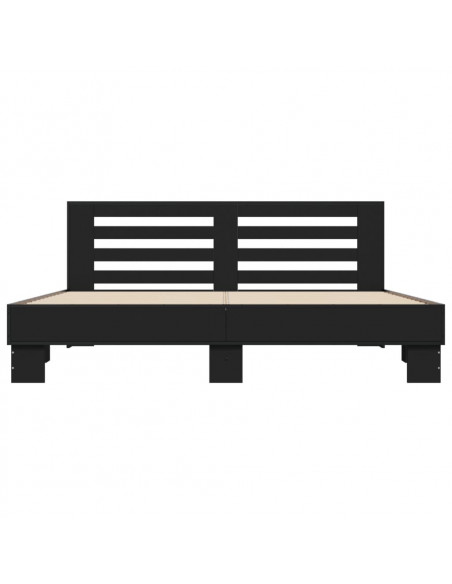 Giroletto Nero 180x200 cm in Legno Multistrato e Metallo