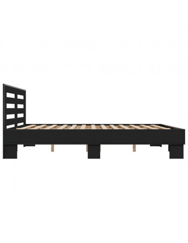 Giroletto Nero 180x200 cm in Legno Multistrato e Metallo