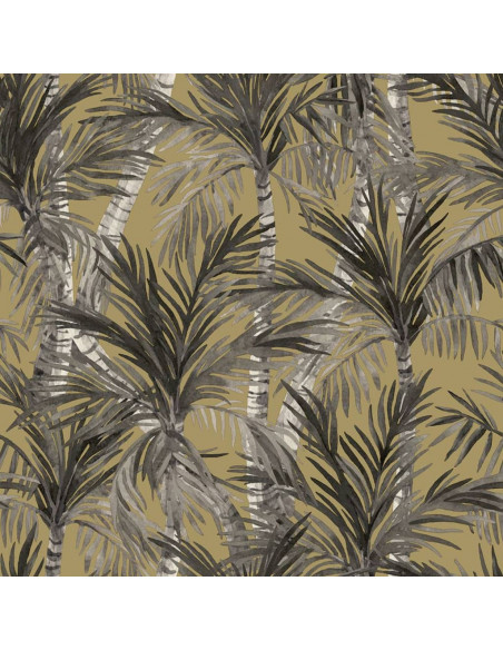 DUTCH WALLCOVERINGS Carta da Parati Palm Trees Oro e Nero
