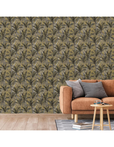 DUTCH WALLCOVERINGS Carta da Parati Palm Trees Oro e Nero