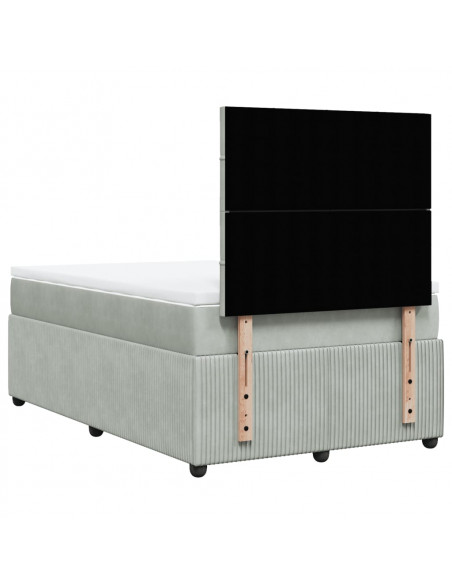 Giroletto a Molle con Materasso Grigio Chiaro 120x200cm Velluto