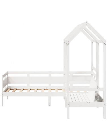 Set Dormeuse e Panca con Tetto Bianco 80x200cm Massello Pino