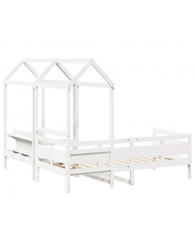 Set Dormeuse e Panca con Tetto Bianco 80x200cm Massello Pino