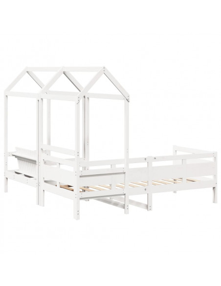 Set Dormeuse e Panca con Tetto Bianco 80x200cm Massello Pino