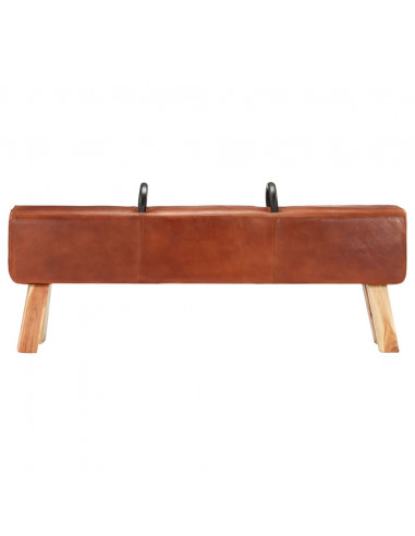 Panca Turnbock Vintage con Maniglie in Vera Pelle di Capra