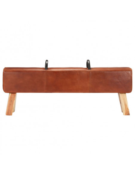 Panca Turnbock Vintage con Maniglie in Vera Pelle di Capra