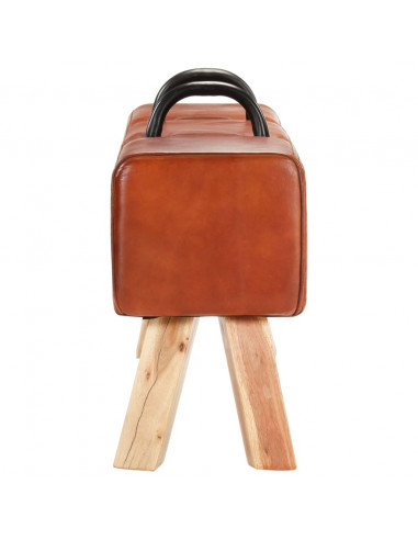 Panca Turnbock Vintage con Maniglie in Vera Pelle di Capra