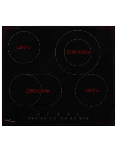 Piano Cottura in Ceramica con 4 Zone e Controlli Touch 6600 W