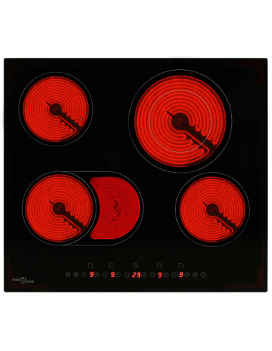 Piano Cottura in Ceramica con 4 Zone e Controlli Touch 6600 W