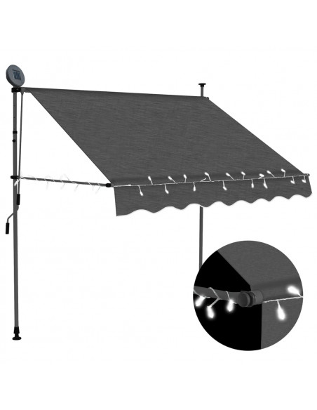 Tenda da Sole Retrattile Manuale con LED 150 cm Antracite