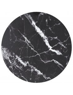 Piano per Tavolo Nero Ø60x0,8 cm Vetro Temperato Design Marmo 2