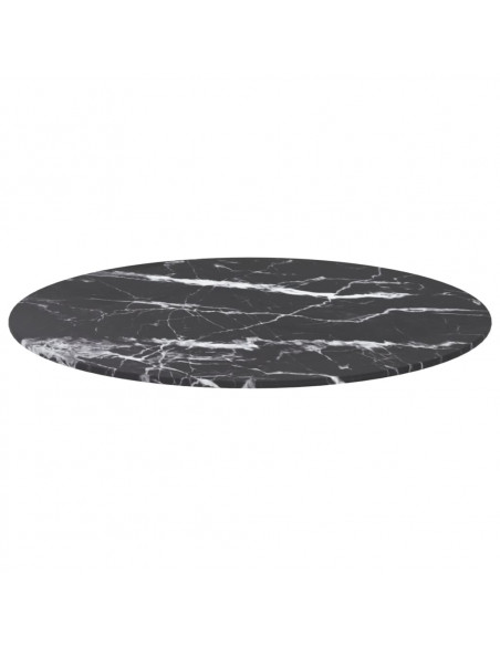 Piano per Tavolo Nero Ø60x0,8 cm Vetro Temperato Design Marmo