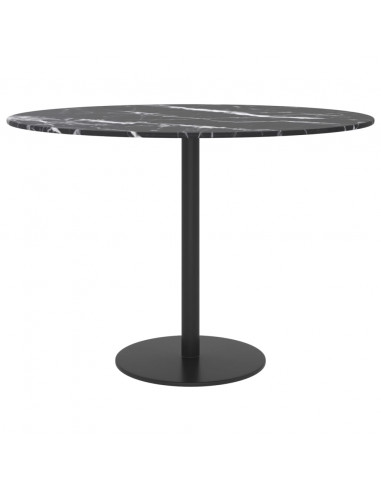 Piano per Tavolo Nero Ø60x0,8 cm Vetro Temperato Design Marmo