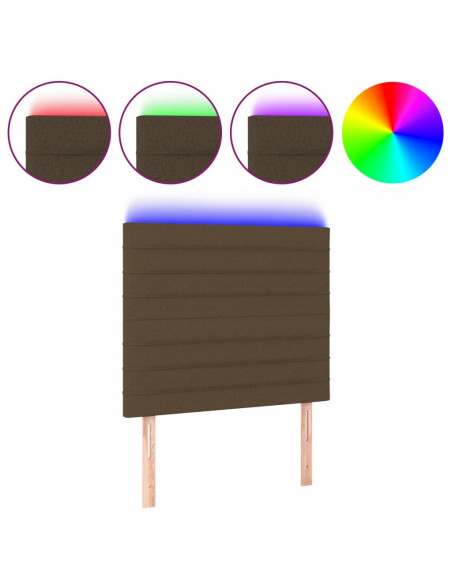 Testiera a LED Marrone Scuro 80x5x118/128 cm in Tessuto