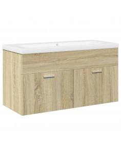 Mobile da Bagno con Lavabo Integrato Rovere Sonoma 2