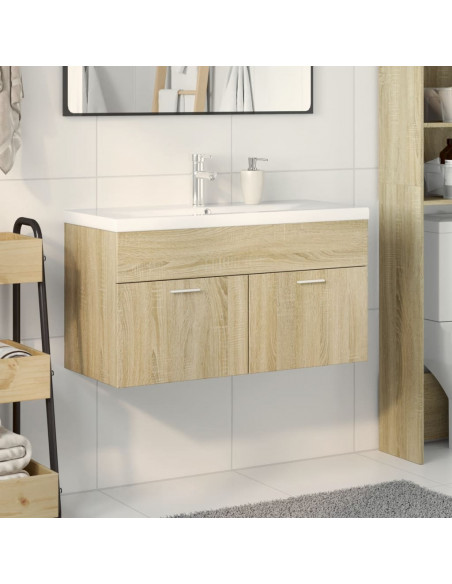 Mobile da Bagno con Lavabo Integrato Rovere Sonoma