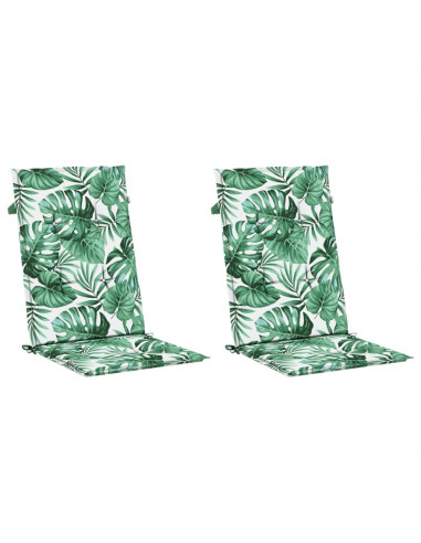 Cuscini per Sedia Schienale Alto 2 pz Motivo Foglie in Tessuto