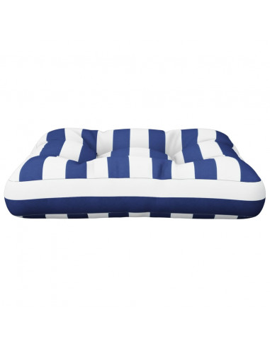 Cuscino per Pallet Strisce Bianche e Blu 50x50x12 cm in Tessuto