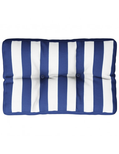 Cuscino per Pallet Strisce Bianche e Blu 60x40x12 cm in Tessuto