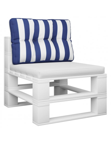 Cuscino per Pallet Strisce Bianche e Blu 60x40x12 cm in Tessuto