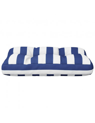 Cuscino per Pallet Strisce Bianche e Blu 60x40x12 cm in Tessuto