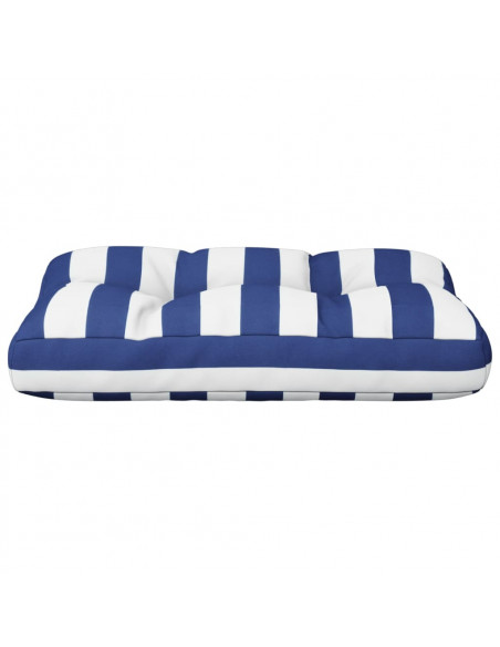 Cuscino per Pallet Strisce Bianche e Blu 60x40x12 cm in Tessuto