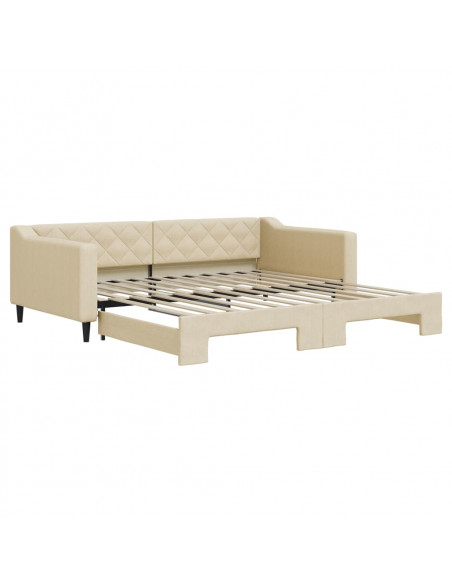 Divano Letto con Letto Estraibile Crema 100x200 cm in Tessuto