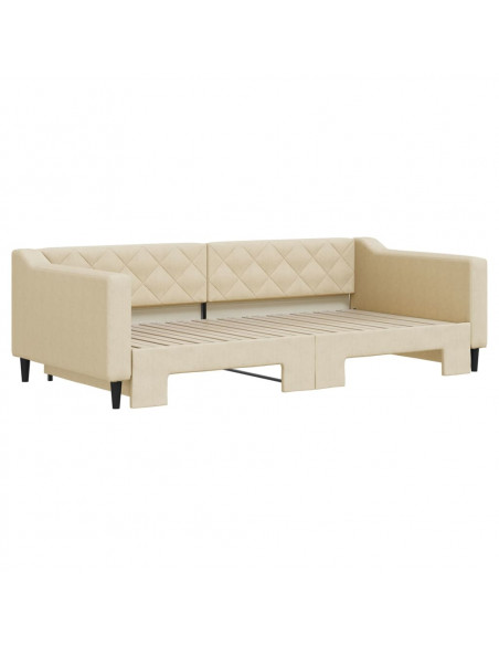 Divano Letto con Letto Estraibile Crema 100x200 cm in Tessuto