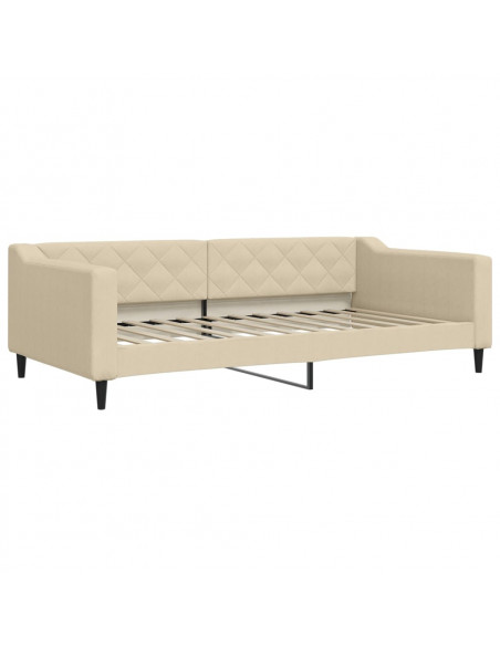 Divano Letto con Letto Estraibile Crema 100x200 cm in Tessuto