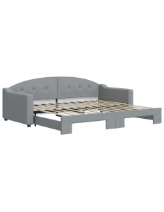 Divano Letto con Letto Estraibile Grigio Chiaro 90x200 Tessuto 2