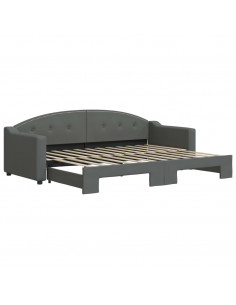 Divano Letto con Letto Estraibile Grigio Scuro 80x200 Tessuto 2