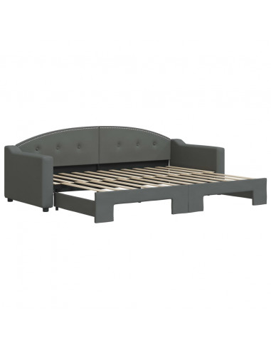 Divano Letto con Letto Estraibile Grigio Scuro 80x200 Tessuto