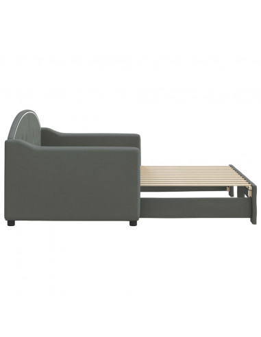 Divano Letto con Letto Estraibile Grigio Scuro 80x200 Tessuto