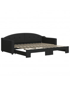 Divano Letto con Letto Estraibile Nero 90x200 cm in Tessuto 2