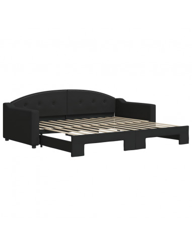 Divano Letto con Letto Estraibile Nero 90x200 cm in Tessuto