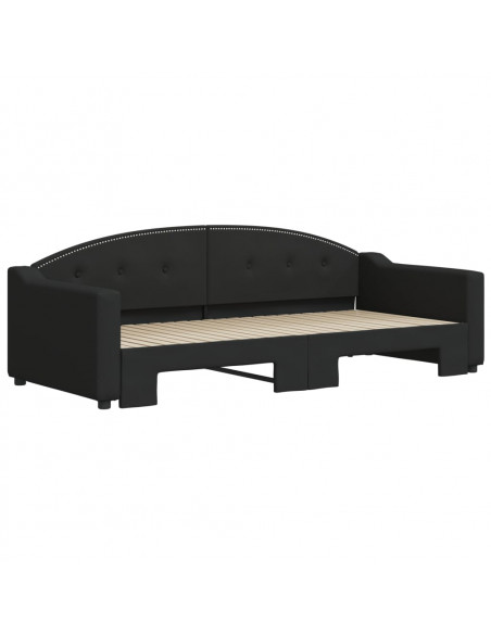 Divano Letto con Letto Estraibile Nero 90x200 cm in Tessuto