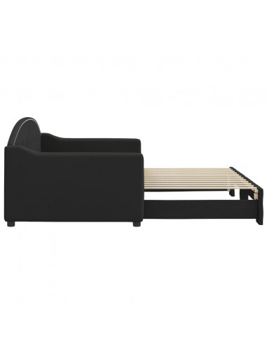 Divano Letto con Letto Estraibile Nero 90x200 cm in Tessuto