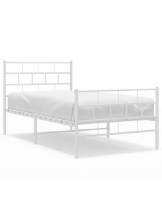 Giroletto con Testiera e Pediera Metallo Bianco 100x190 cm 2