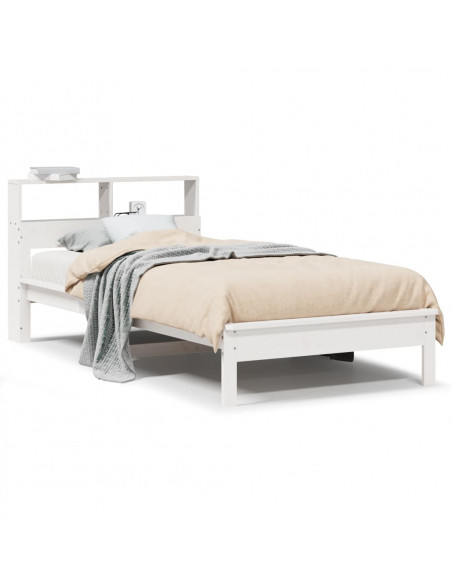 Letto Libreria senza Materasso Bianca 90x200 cm Legno di Pino