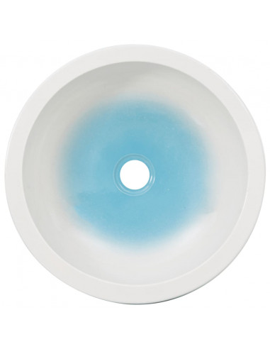 Lavabo da Appoggio Bianco e Blu Rotondo Φ41x14 cm Ceramica