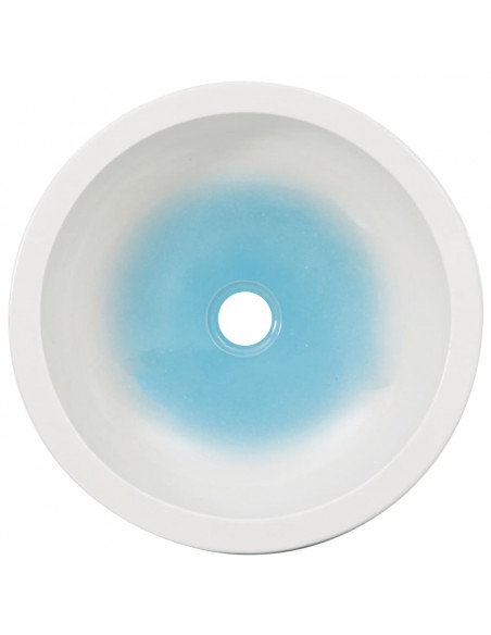 Lavabo da Appoggio Bianco e Blu Rotondo Φ41x14 cm Ceramica