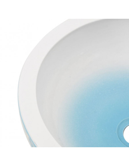 Lavabo da Appoggio Bianco e Blu Rotondo Φ41x14 cm Ceramica