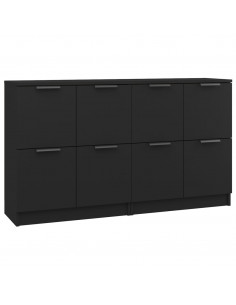 Credenze 2 pz Nere 60x30x70 cm in Legno Multistrato 2